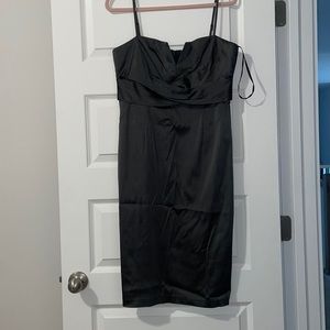 Donna Ricco dark grey silky cocktail dress